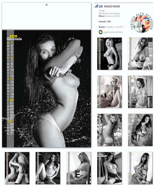 calendario nudo donne bianco e nero 2018