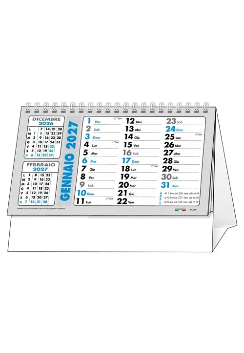 Calendario da Tavolo 2027 C6751B Azzurro/Nero