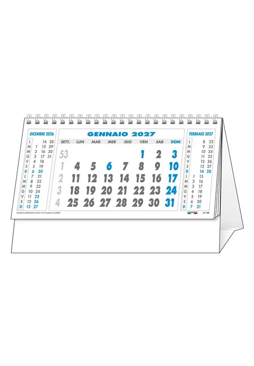 Calendario da Tavolo 2027 C6951 Azzurro/Grigio