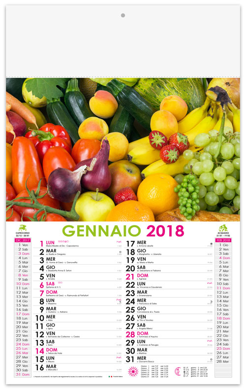 Calendario illustrato frutta e verdura