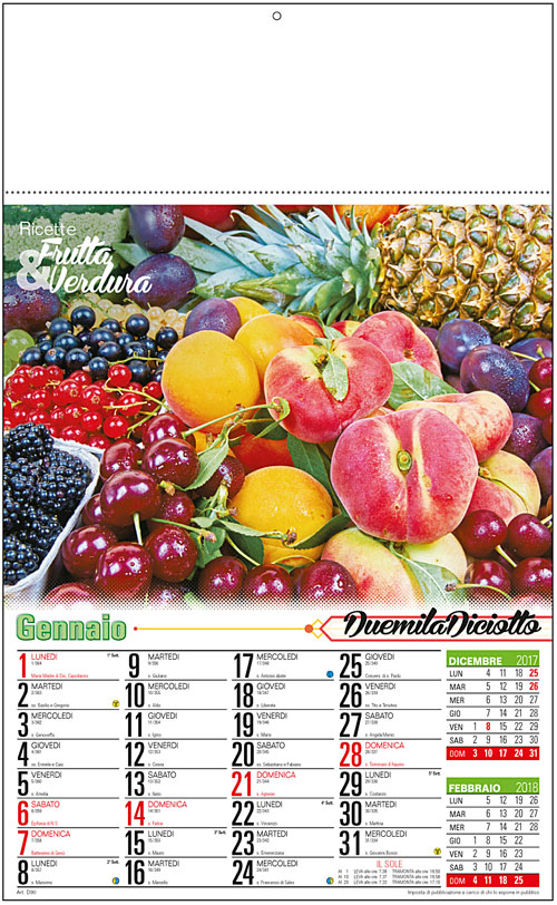 Calendario illustrato frutta e verdura