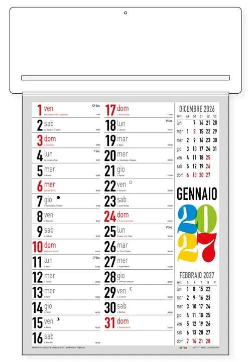 Calendario Passafoglio 2027 CP15 Modern