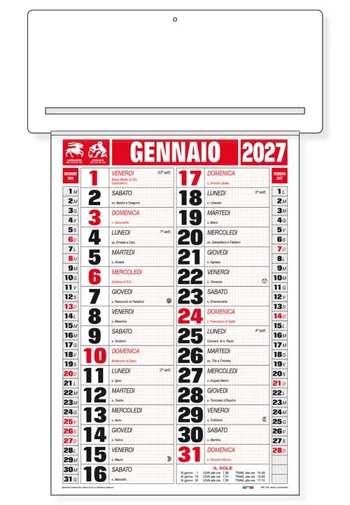 Calendario Passafoglio CP05 Rosso/Nero