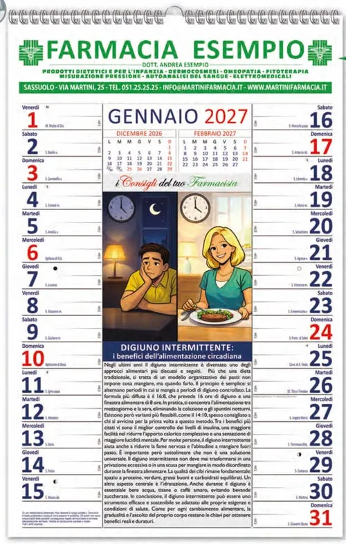 Calendario per farmacia 2027