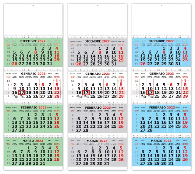 CALENDARIO 2024 OLANDESI Olandese da Muro Rosso Verde Blu Numeri