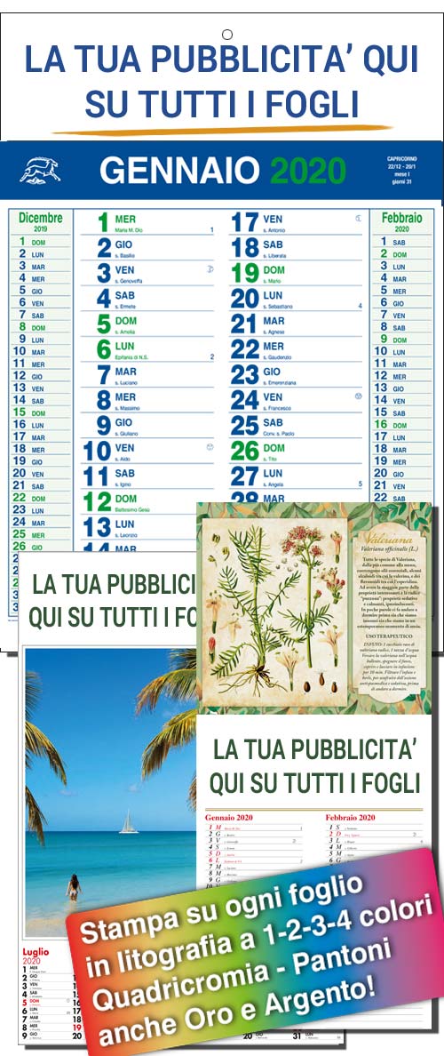Calendari personalizzati a foglio singolo