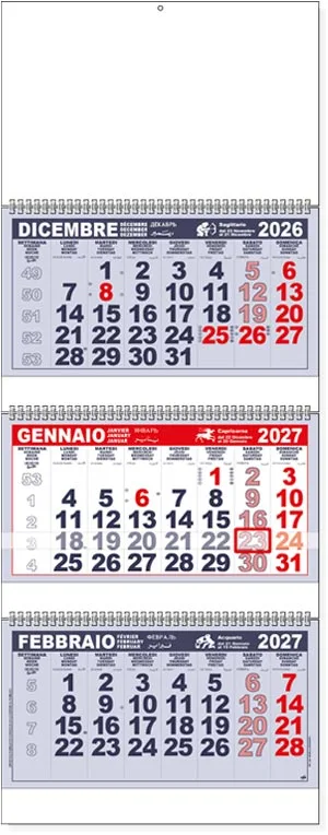Calendari trittici 2027 personalizzati e neutri