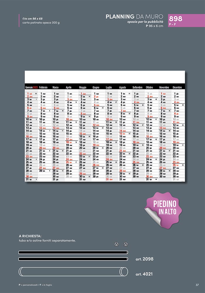 Planning da muro 2024 personalizzati e neutri - Planner da parete con  calendario 2024.